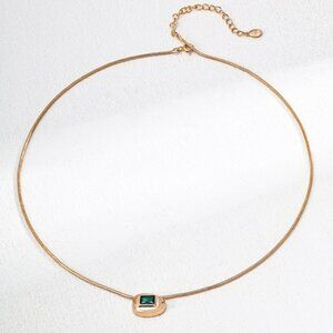 💚 Artisan Original Design Emerald Green Crystal Snake Chain Necklace | S925
